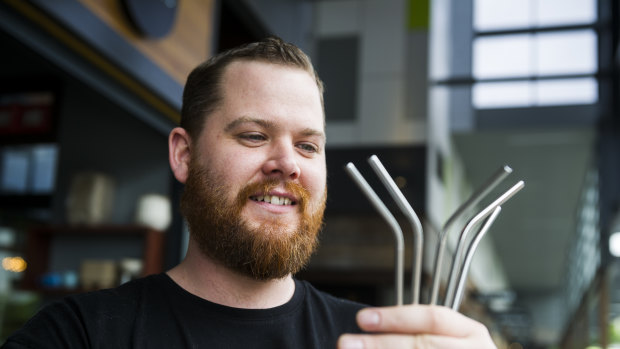 Steel straws are becoming more popular at cafes across Queensland. 