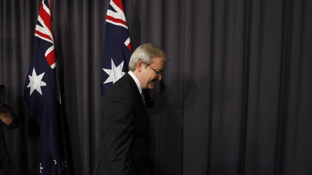Kevin Rudd during a June 23, 2010, press conference where he declared there would be a ballot for the Labor leadership.