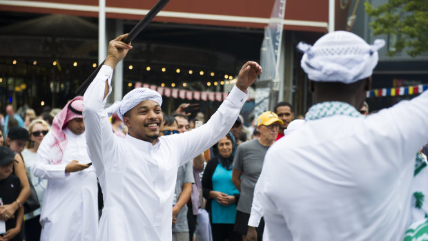 Traditional Saudi Arabian dancers entertaining the crowds.