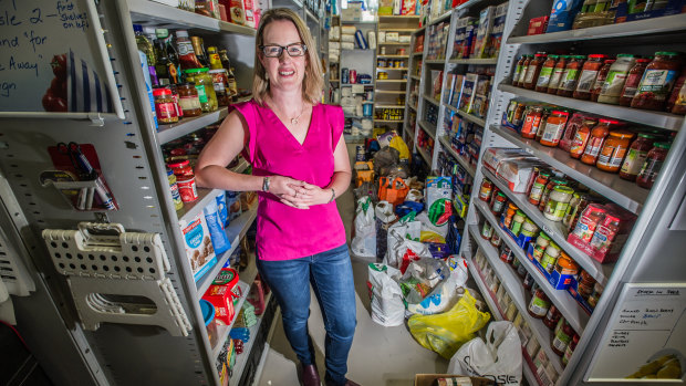 After almost running out earlier this month,  St John's Care emergency food pantry has been flooded with donations in just a few days and staff say they can hardly keep up with it. Executive officer Sarah Murdoch.
