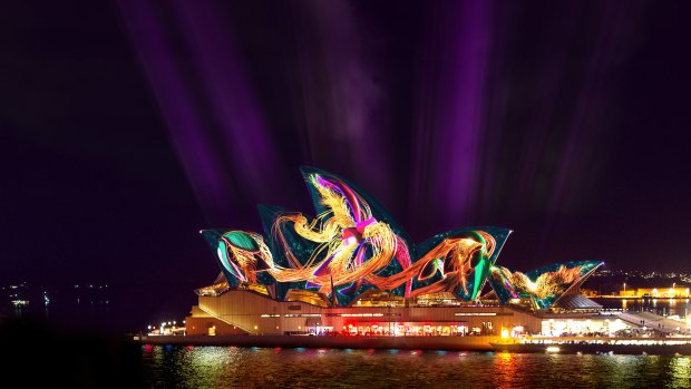 A digital render of how Austral Flora Ballet will appear on the Sydney Opera House.