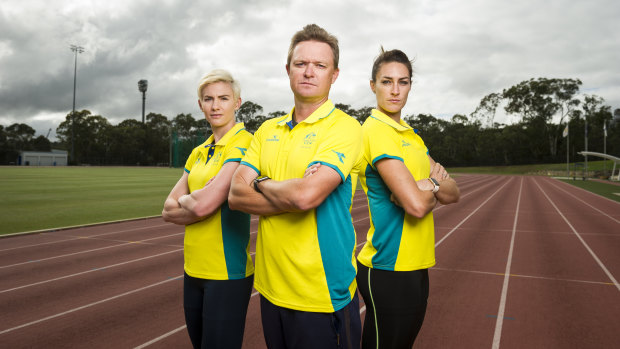 Melissa Breen, coach Matt Beckenham and Lauren Wells.