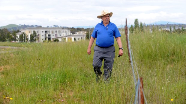 Brian Rhynehart at the site of the new suburb of Lawson in Belconnen in 2010.