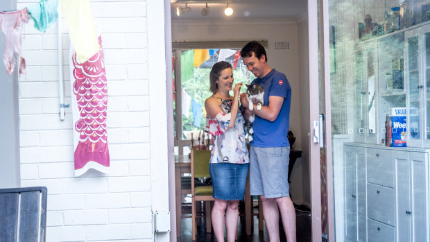 Jim Fuller and Rebekah Condon, who have have been house-sitting and pet sitting in Canberra and overseas for two years.