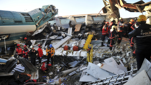 The train was not travelling fast when it hit the overpass, which then collapsed on the train.