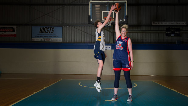 Former Canberra Capitals player Tracey Peacock stands at 202cm tall, and she is already matched by her 14-year-old son Bowyn Beatty. 