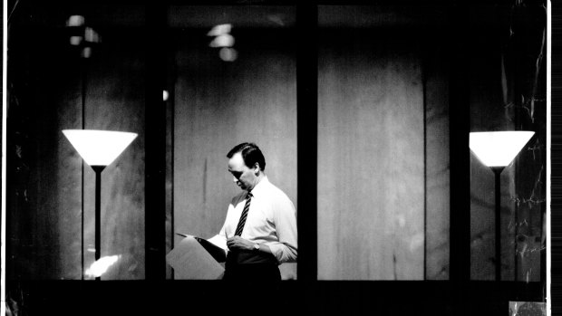 Paul Keating in his office in Parliament House in 1992, the night before announcing his One Nation program to kick-start investment and jobs.
