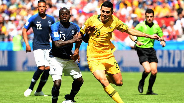 Canberra export Tom Rogic in action for the Socceroos at the 2018 World Cup. 