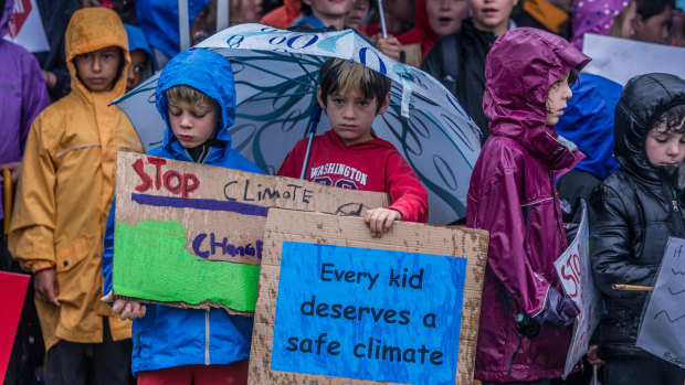 Canberra students braved the rain to protest outside Parliament House during last November's school climate strike.