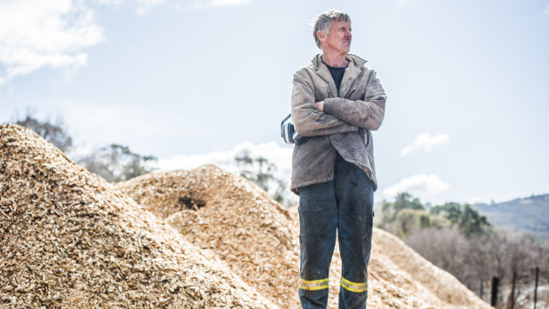 Carwoola landowner, Geoffrey Bartram, paid ten of thousands of dollars to have the 85 pine trees that were burnt on his property in the 2017 bushfires turned into pulp for safety reasons. 