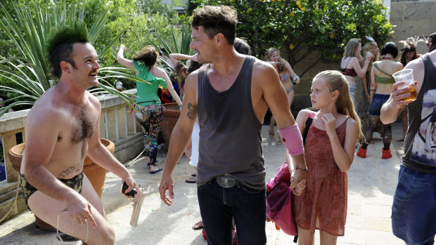 As Freddy (left), partying till he literally drops in the apocalyptic drama These Final Hours (2013). 