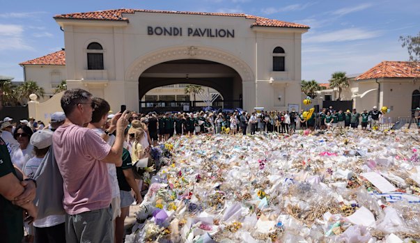 The scene outside the Bondi Pavilion on Sunday.