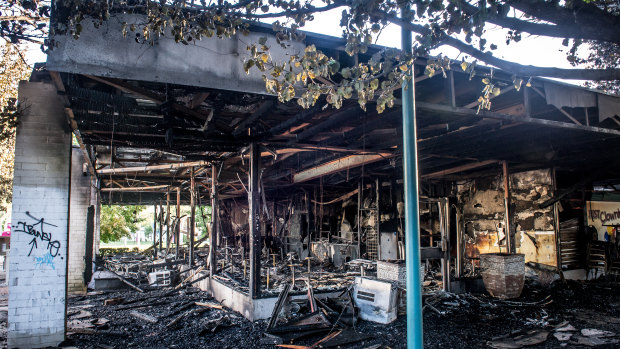 The Olive restaurant in Mawson, which was gutted by fire on Tuesday night. 