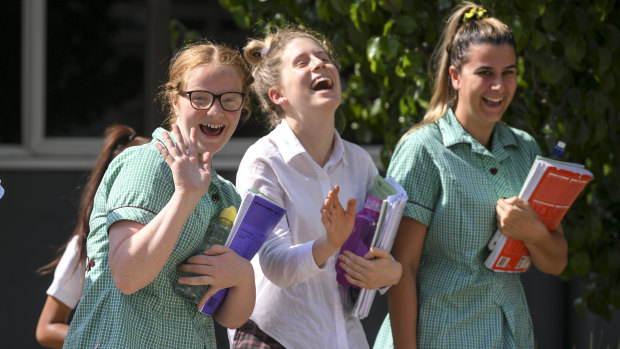 There was laughter and relief after the VCE maths exam.