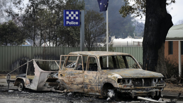 A burnt out car in Kinglake.