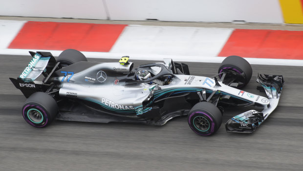 Frontrunner: Valtteri Bottas will lead the cars off in the Russian Grand Prix.