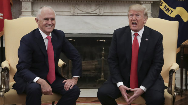 Prime Minister Malcolm Turnbull meets with United States of America President Donald Trump in the Oval Office in 2018.