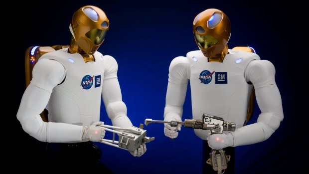 Robonaut 2 robots in Houston. A Robonaut 2 has just returned to Earth for maintenance work.