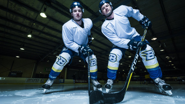 Jayden and Dave Lewis are the only father-son duo playing in the AIHL. 