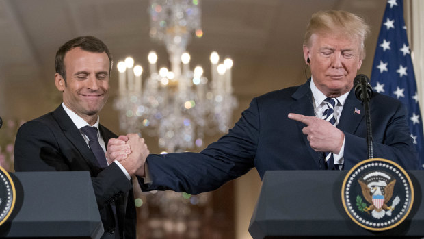 French President Emmanuel Macron is attempting to get President Donald Trump to stay in the Iran nuclear accord.