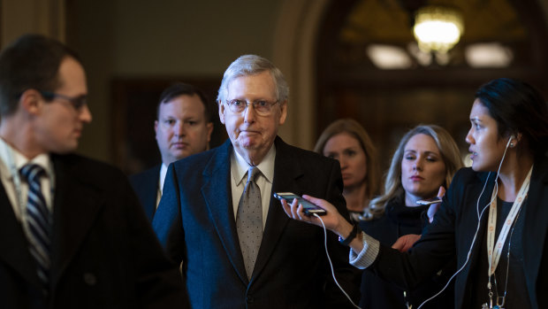 Senate Majority Leader Mitch McConnell, a Republican from Kentucky, after speaking on the Senate floor on Tuesday. 