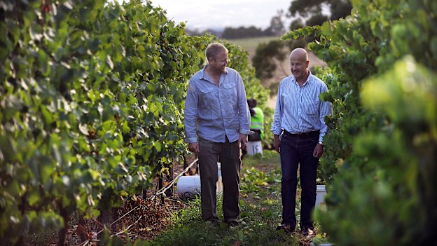 Tolpuddle Vineyard joint MD Martin Shaw, right, with senior winemaker Adam Wadewitz.