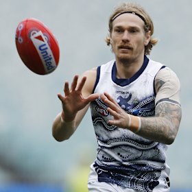 Key injury: Geelong star Tom Stewart.
