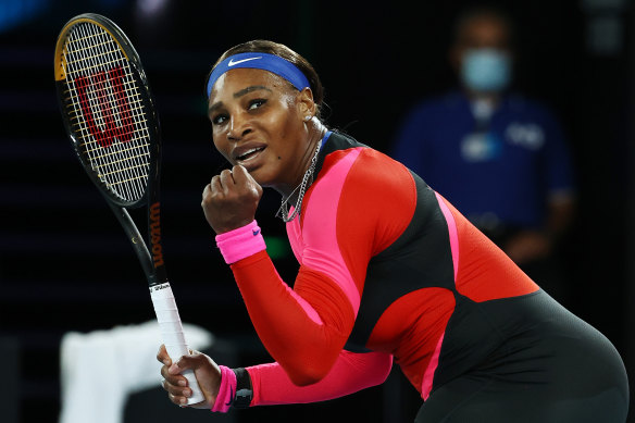 Serena Williams at Melbourne Park on Tuesday. 