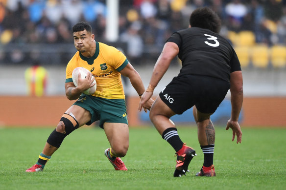 Hunter Paisami was sensational on debut for the Wallabies in Wellington.