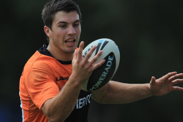 James Tedesco training with the Tigers before making his first-grade debut.