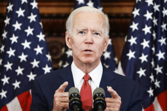 Democratic presidential candidate Joe Biden speaks in Philadelphia.