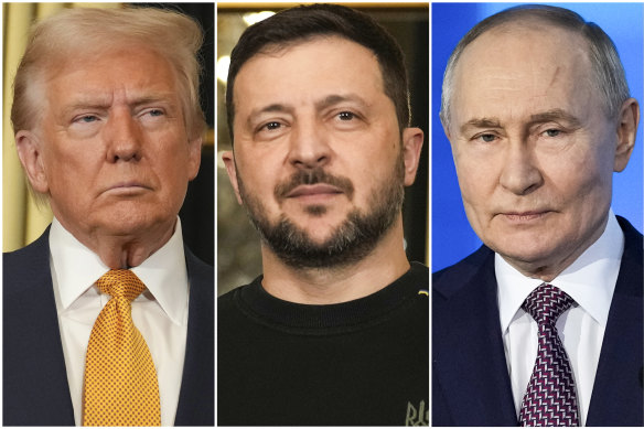 Donald Trump, Volodymyr Zelensky and Vladimir Putin.