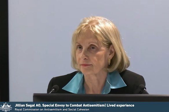 Jillian Segal gives evidence at the royal commission. 