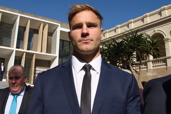 Jack de Belin leaves Wollongong court after hearing his trial for sexual assault is set to go ahead in November.