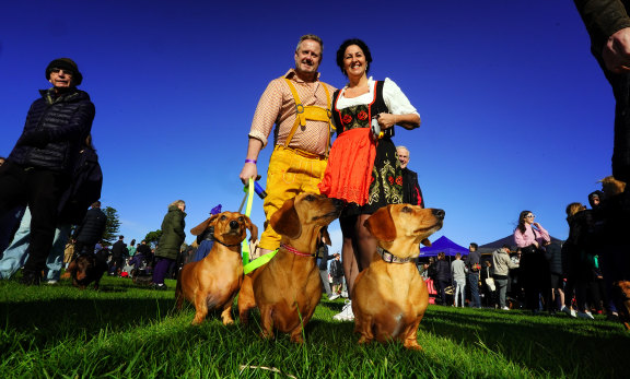 Guten tag: Darren Holley and friend Kathy Nucara.