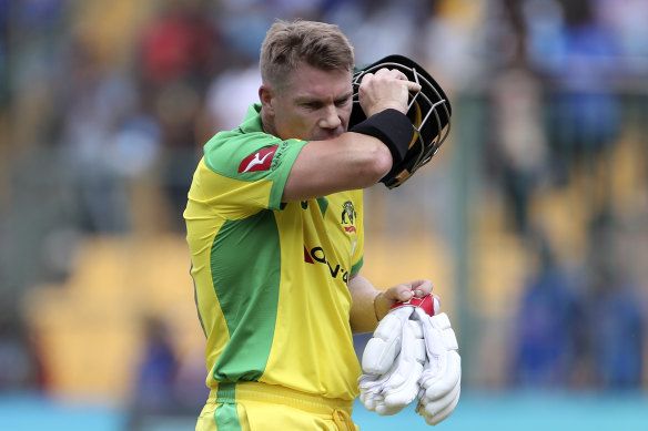 David Warner’s international return lasted all of one ball.