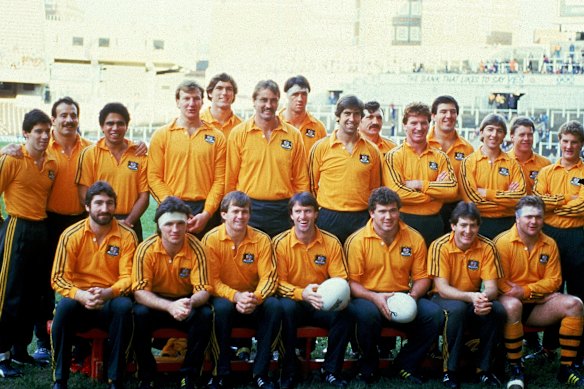 The Wallabies’ grand slam squad, ahead of their final clash against the Barbarians.