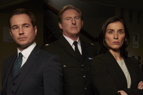 Martin Compston,  Adrian Dunbar and Vicky McClure play the dogged officers on an anti-corruption unit that hunts down crooked coppers in the hit British series Line of Duty. 