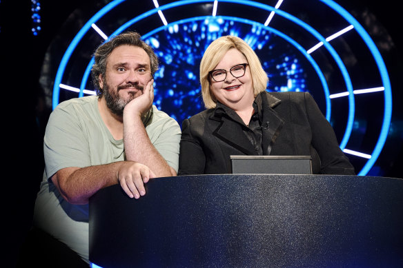 Ben Pobjie with Magda Szubanski on the set of The Weakest Link.