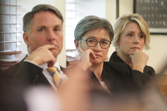 China challenge: Labor deputy leader Richard Marles, foreign affairs spokeswoman Penny Wong and deputy Senate leader Kristina Keneally. 