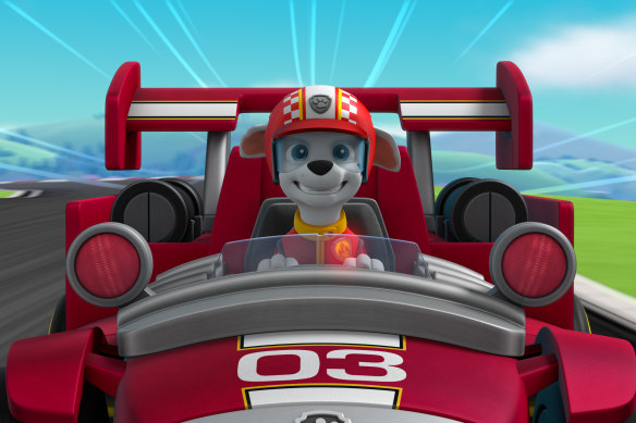 Paw Patrol's Marshall takes the wheel in Ready, Race, Rescue.