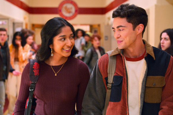 Devi and Paxton (Darren Barnet) on a show created by Mindy Kaling.
