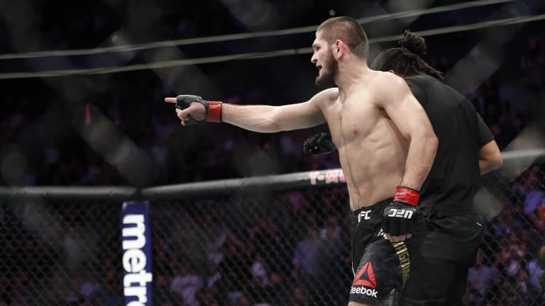 Premeditated: Nurmagomedov went after McGregor's camp immediately after the win.