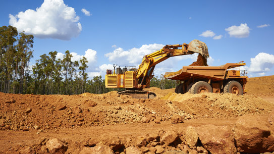 Bauxite extraction at the Huntly mine in Western Australia, owned by Alcoa and Alumina Limited.