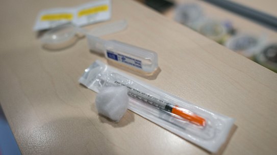 A syringe at the safe-injecting room in Richmond.