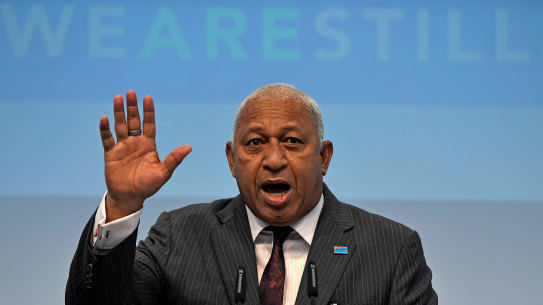 Strong words: Fiji Prime Minister Frank Bainimarama at COP23 climate change conference in Bonn, Germany in 2017.