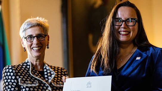 New minister Harriet Shing (right) with Governor Linda Dessau.