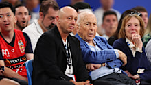  Larry Kestleman sits courtside at the NBL in 2026. 