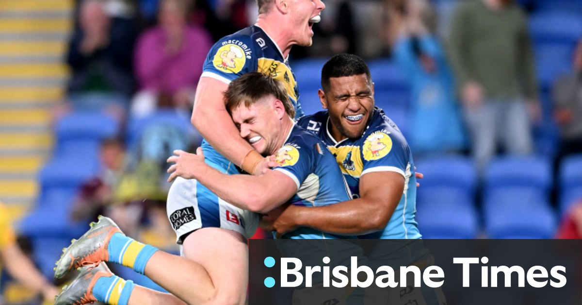 NRL 2024 AJ Brimson, Jayden Campbell, Keano Kini in Gold Coast Titans