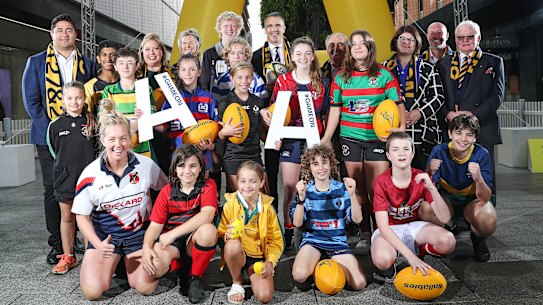 Rugby fans celebrate the World Cup announcements in Adelaide, including Premier Peter Malinauskas.